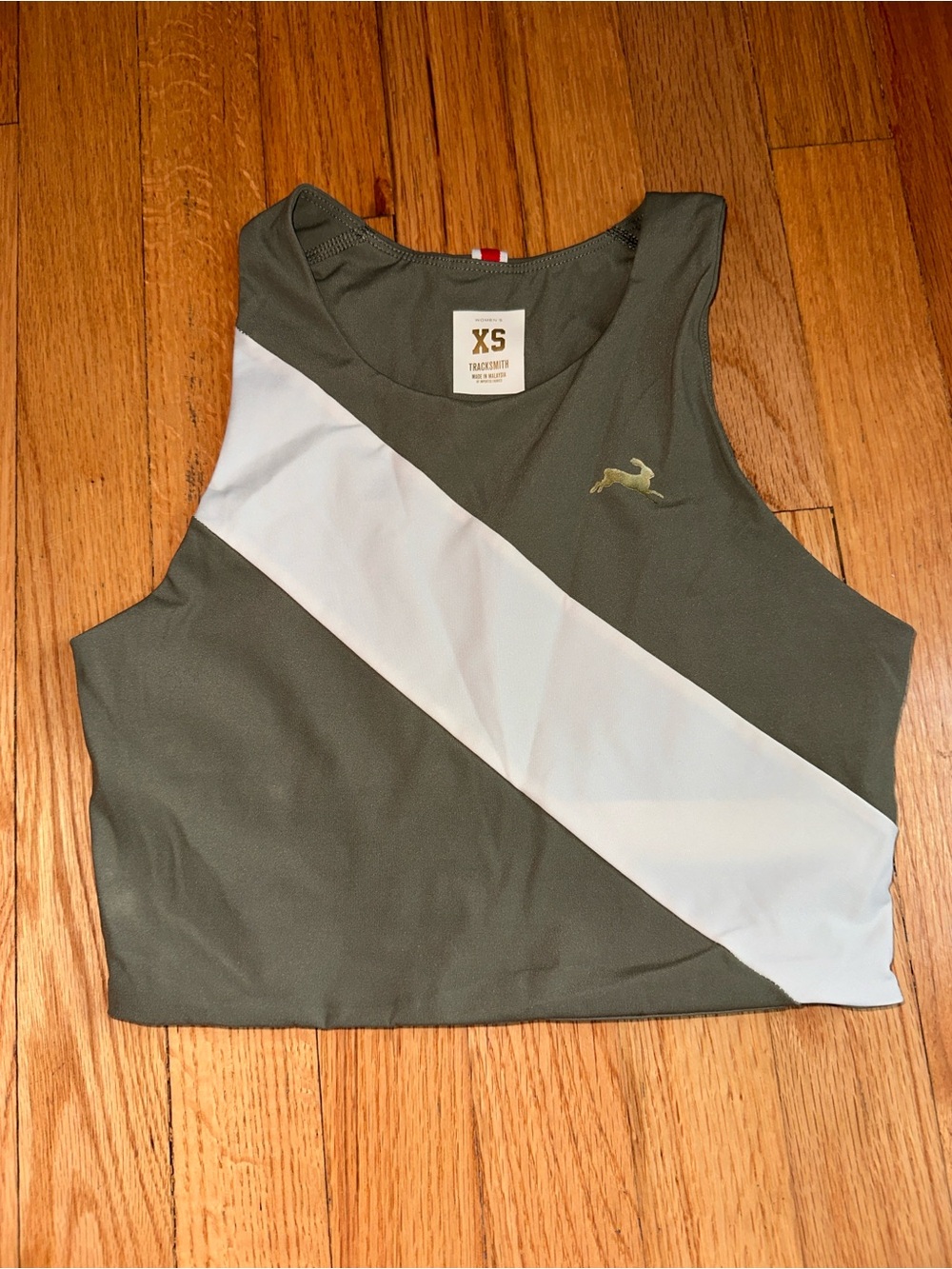 Tracksmith Women’s XS Olive Diagonal Sash Cropped Running Tank Top
